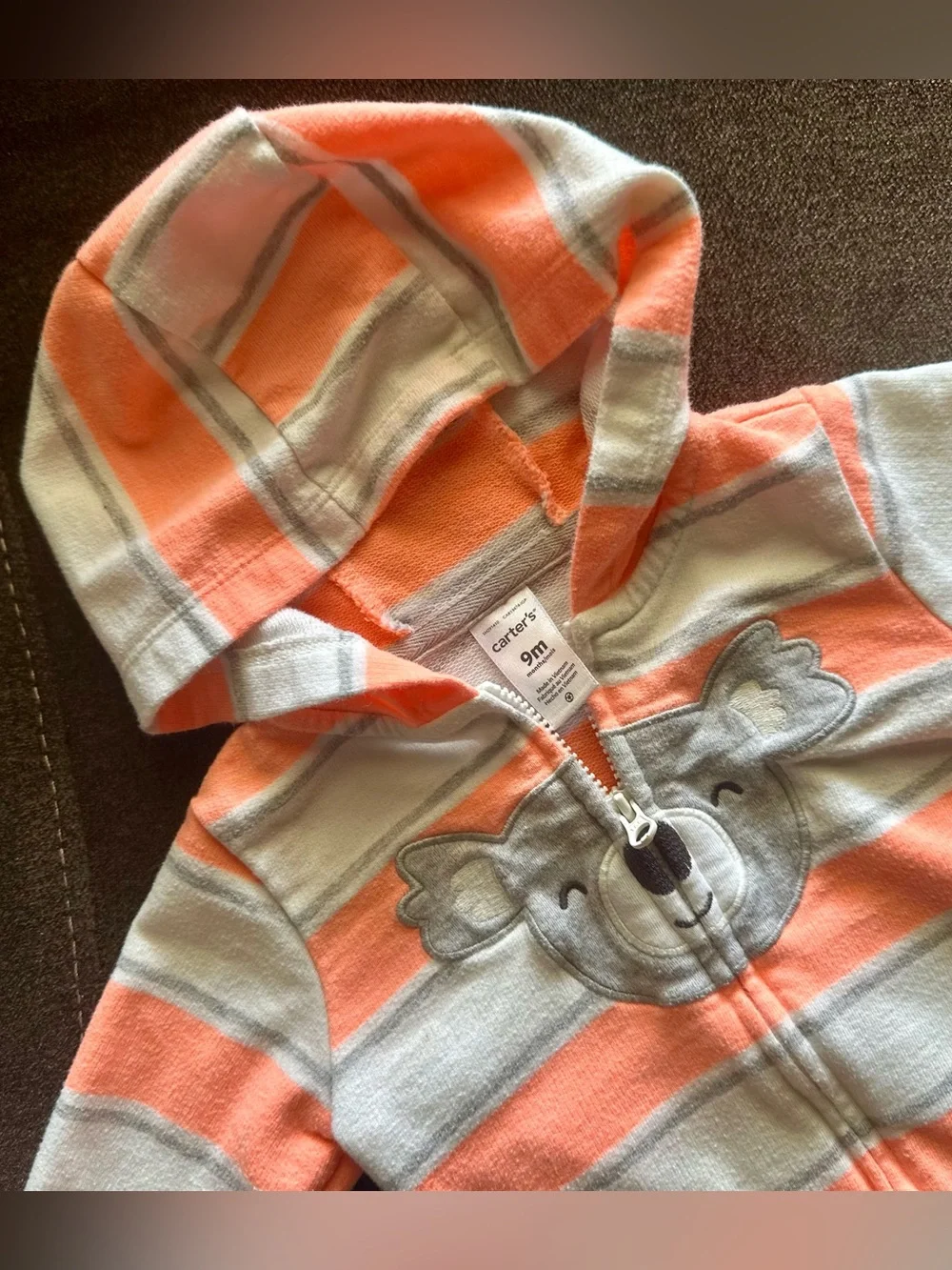 Carter’s Striped Hoodie & Coral Onesie Baby Set